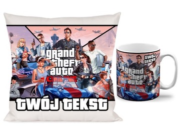 ZESTAW KUBEK PODUSZKA GTA V + dedykacja N4