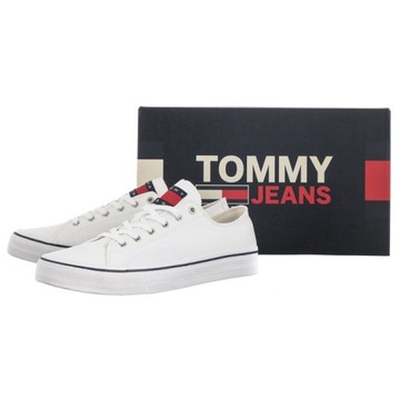 Buty Męskie Trampki Skórzane Tommy Hilfiger Canvas Białe