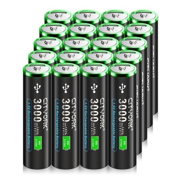 Akumulator litowo-jonowy 1,5 V AA USB C Akumulator z datą USB 20 szt