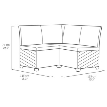 Keter Угловой модуль садового дивана Rosalie, графит