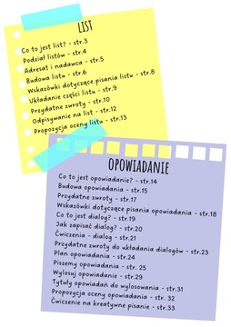 Wklejki do zeszytu- Jak napisać opowiadanie i list