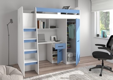 Hi5 левая белая/голубая/синяя двухъярусная кровать