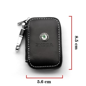 КРАСИВЫЙ брелок SKODA, хром, Кожа
