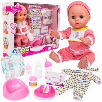 КОЛЯСКА 3в1 для кукол + набор INTERACTIVE BABY DOLL XXL