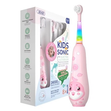 SZCZOTECZKA SONICZNA DO ZĘBÓW DLA DZIECI ŁADOWANIE MAGNETYCZNE KOLOROWE LED