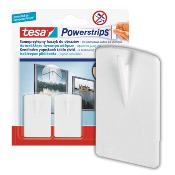 TESA POWERSTRIPS Samoprzylepne haczyki do obrazów ramek zdjęć białe 1kg
