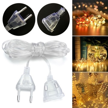 KABEL 3M PRZEDŁUŻKA DO LAMPEK CHOINKOWYCH 3 METRY