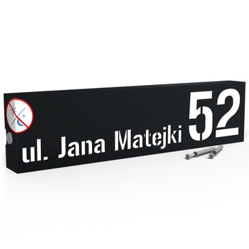 PODŚWIETLANY NUMER NA DOM TABLICZKA ADRESOWA ULICA LED 3D | 40X10 | CZARNA