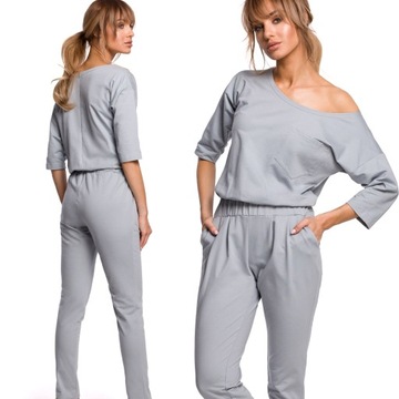 DRES KOMBINEZON CASUAL DAMSKI KOMBINEZON KOBIECY DŁUGIE NOGAWKI GOŁĘBI 38 M
