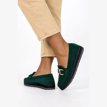 ЖЕНСКИЕ МОКАСИНЫ С ЦЕПОЧКОЙ И КОЖАНОЙ ВСТАВКОЙ