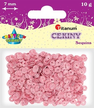 Cekiny Okrągłe TITANUM-7 mm / 10 g -w Paski RÓŻOWE
