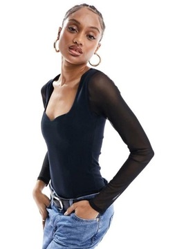 CZARNE BODY DŁUGI RĘKAW SIATECZKA HBF NJ1__S