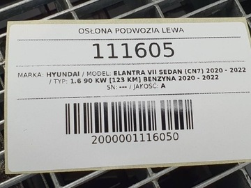 KRYT PODVOZKU DESKA LEVÝ HYUNDAI ELANTRA VII 2023