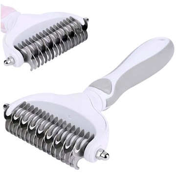 Матовая расческа TRIMER удаляет мертвую собачью шерсть.