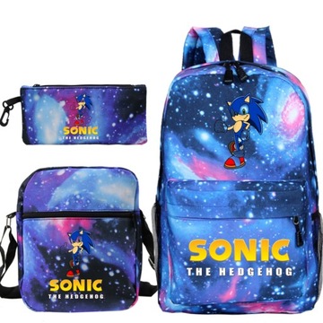 DUŻY ZESTAW SONIC PLECAK A4 TORBA PIÓRNIK KOMPLET
