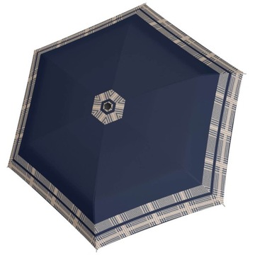 NAJLŻEJSZA 140 g parasolka damska Doppler Fiber Havanna granatowa ornament
