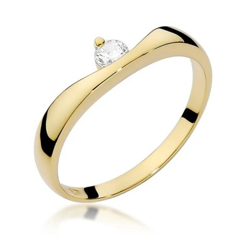 Pierścionek z brylantem 0,15 ct żółte złoto 585