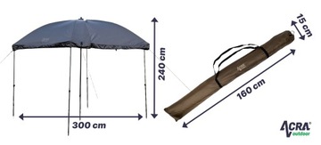 ACRA Outdoor Shest XXL, 300 см зонтик с боковыми стенами и столбами