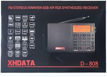 XHDATA D-808 Портативное цифровое радио FM-стерео/КВТ/СВ/ДВ SSB RDS