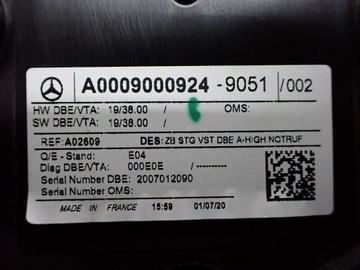 LAMPA INTERIÉR KABINY ORIGINÁLNÍ A0009000924 MERCEDES TŘÍDA A W177 V177 20R
