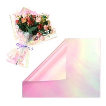 Folia florystyczna holograficzna opalizująca do kwiatów celofan 9.1m x 50cm