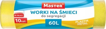 WORKI NA ŚMIECI DO SEGREGACJI ŻÓŁTE 60L PLASTIK