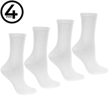 4x Ponožky Dámske Dlhé Bavlnené Ponožky Biele Teplé MORAJ 35-38