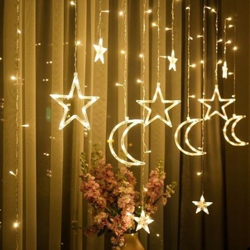 Светодиодные шторы Светодиодные фонари Луна Звезды Гирлянда лун ребенок