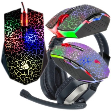 ZESTAW A4Tech Mysz BLOODY A70 Gamingowa Graczy +RGB+ Słuchawki Mikrofon 2w1