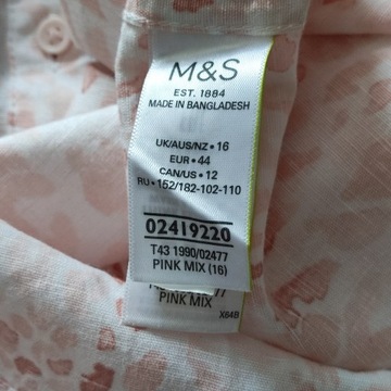 44 MARKS&SPENCER M&S koszula lniana len jak malowana guziki minimalizm