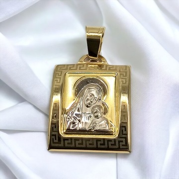 Złoty medalik zawieszka Matka Boska Bozia próba 585 chrzest komunia