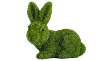 Duży zając siedzący flokowany, zielony, 6x14x14cm WIELKANOC, Święta
