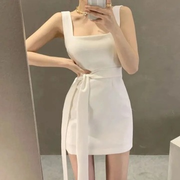 Women Simple Sleeveless Dress Solid Sheath Leisure