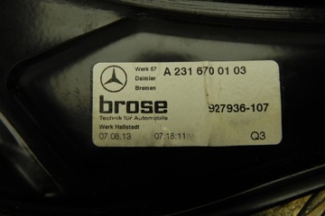 ZVEDÁK ZADNÍ LEVÝ OKNO MERCEDES-BENZ SL (R231) A2316700103 GASOLINE