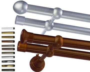 KARNISZ METAL PODWÓJNY 19 / 280 cm BEZ KÓŁEK