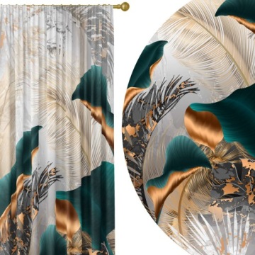 GOTOWE ZASŁONY NA ŻABKI TAŚMIE 140X240 ZASŁONA DO SALONU POKOJU LIŚCIE 111