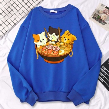 Simple Kawaii Sweatshirt For Women Anime Cats Eati