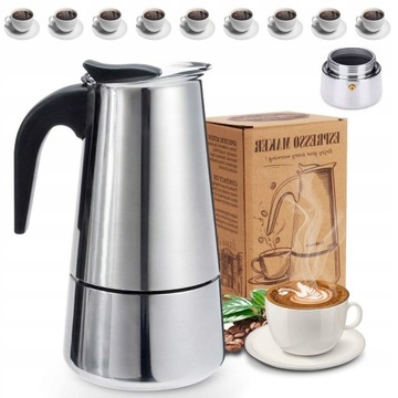 Kawiarka Moka Pot Stal W?oska Espresso 9 Fili?anek