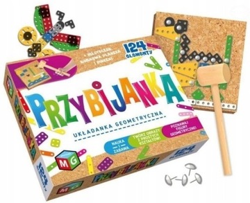 UKŁADANKA GEOMETRYCZNA PRZYBIJANKA 124 elementy