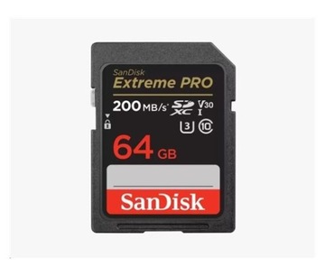 Карта памяти SanDisk Extreme PRO SDXC 64 ГБ 200/90 МБ/с C10 V30 UHS-I U3
