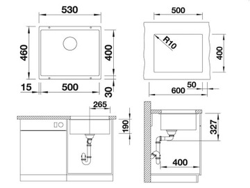 Blanco Subline 500U керамика магнолия+сифон