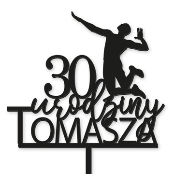 TOPPER SIATKÓWKA SIATKARZ napis na tort czarny