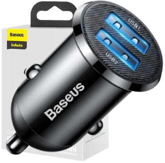 BASEUS SZYBKA MOCNA ŁADOWARKA SAMOCHODOWA DO TELEFONU 2x USB 4.8A 12-24V