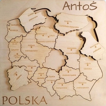 Puzzle edukacyjne drewniane Mapa Polski dziecka EN