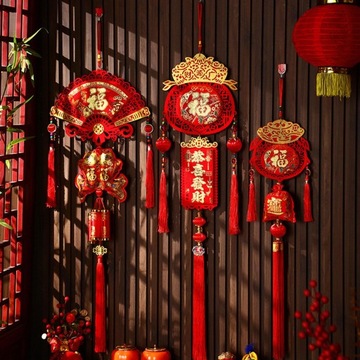 Китайское новогоднее украшение, настенные украшения Традиционная подвеска в форме веера