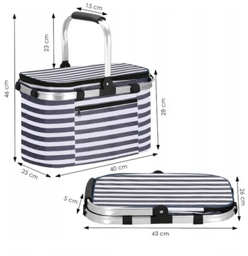 СКЛАДНАЯ ТЕРМАЛЬНАЯ КОРЗИНА ДЛЯ ПИКНИКА, ТУРИСТИЧЕСКАЯ ИЗОЛИРОВАННАЯ КОРЗИНА ДЛЯ ПОКУПОК