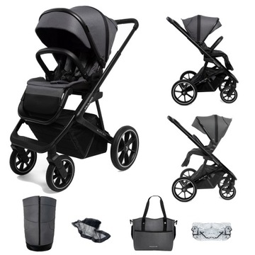 MUUVO SLICK 2.0 WÓZEK SPACEROWY SPACERÓWKA + TORBA AKCESORIA IRON GRAPHITE
