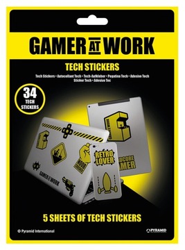Gamer At Work naklejki na laptopa i telefon 34 szt