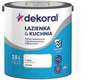 FARBA DEKORAL ŁAZIENKA I KUCHNIA BIAŁY 2,5L