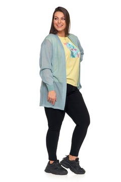 ЖЕНСКИЙ ЛЕГКИЙ ВИСКОЗНЫЙ КАРДИГАН БАЗОВЫЙ ЗЕЛЕНЫЙ С ДЛИННЫМ РУКАВОМ MORAJ 2XL/3XL